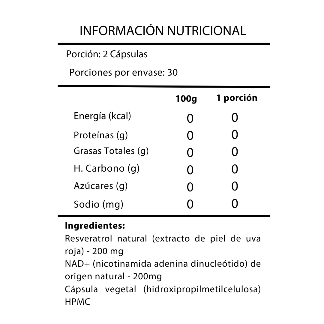Resveratrol + NAD 60 cápsulas